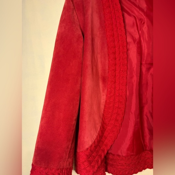 Cold water creek suede red blazer jacket XL leather red holidays Christmas - Picture 5 of 9